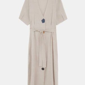 Zara SS18 Linen Dress with Contrasting Buttons